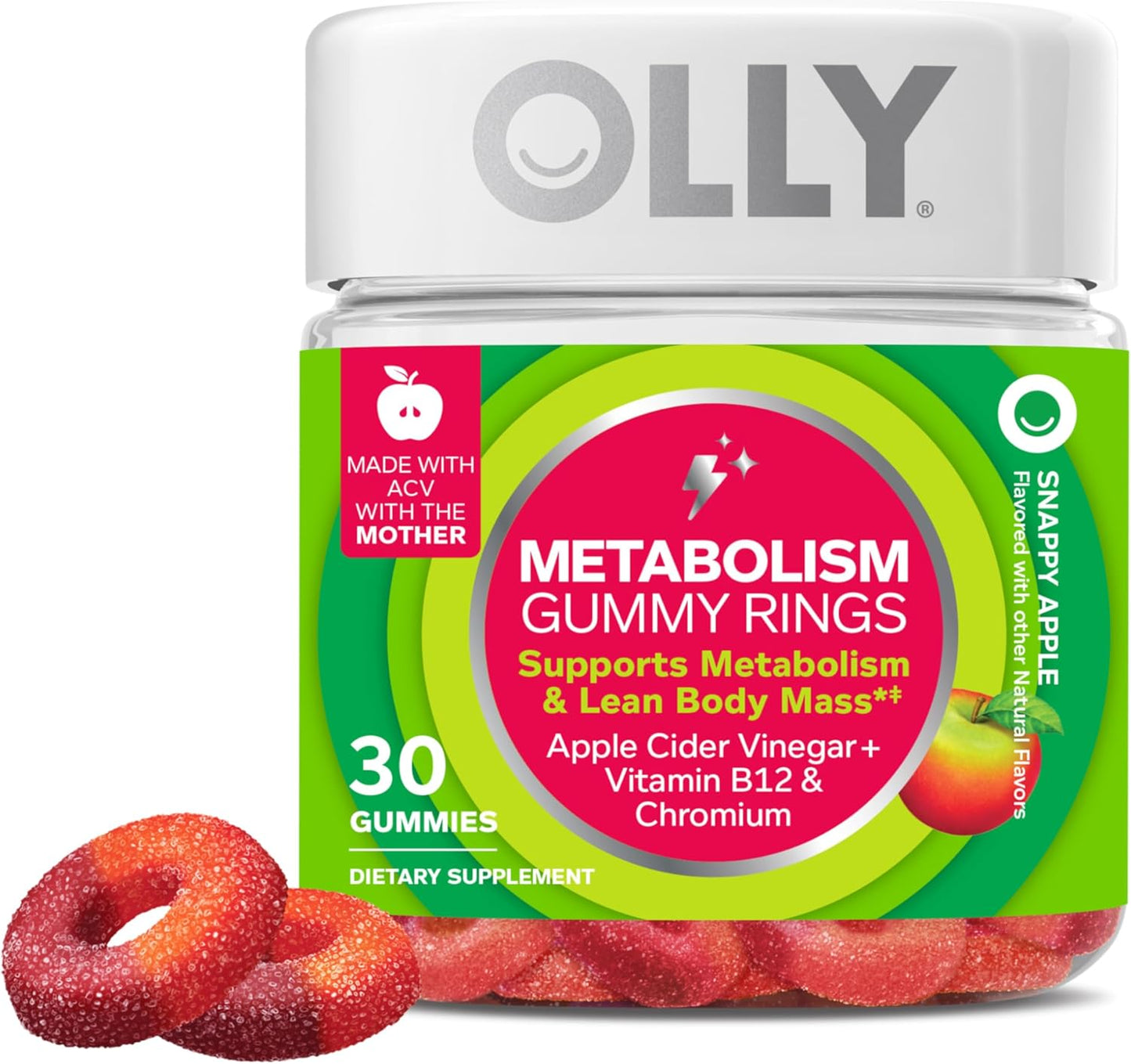 OLLY Metabolism Gummy Rings - Boost Energy & Digestion