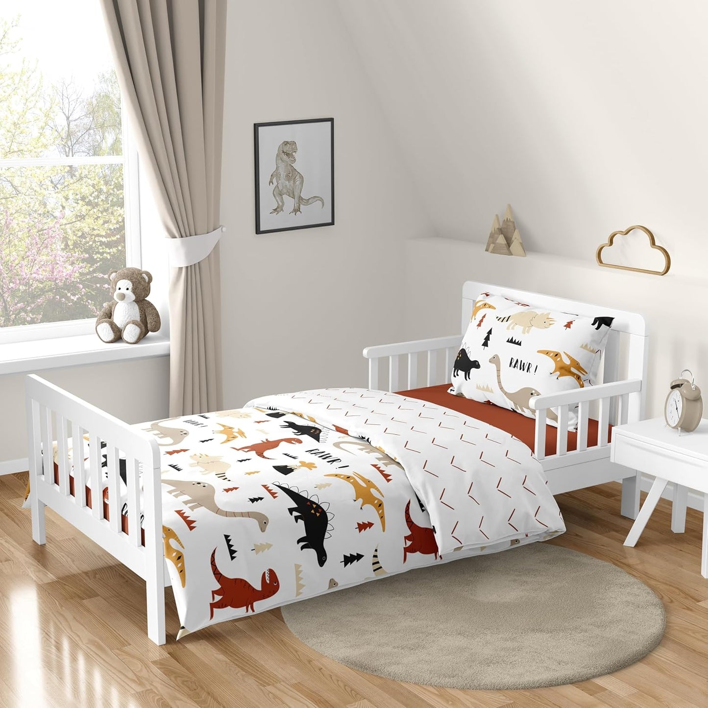 Mod Dino Toddler Bedding Set - 5pc Comforter and Sheets
