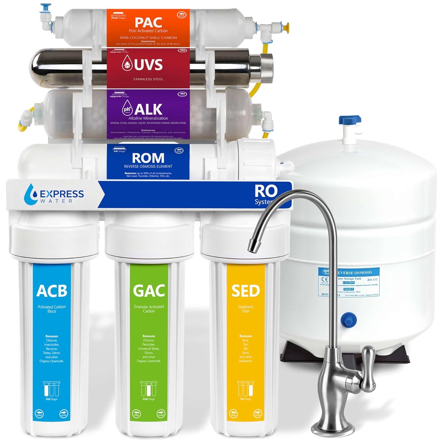 Express Water Reverse Osmosis Alkaline UV Filter System 100 GPD