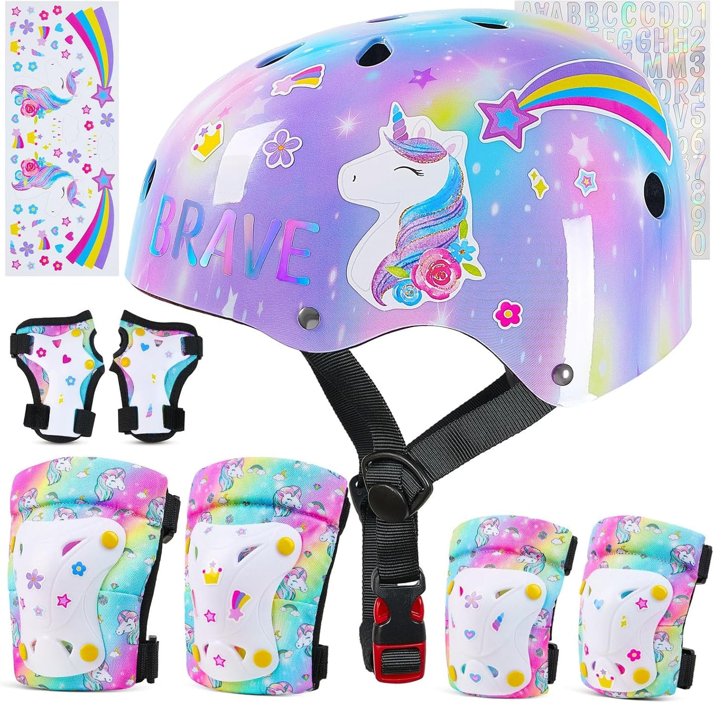 FIODAY Kids Bike Helmet and Protective Gear Set for Girls