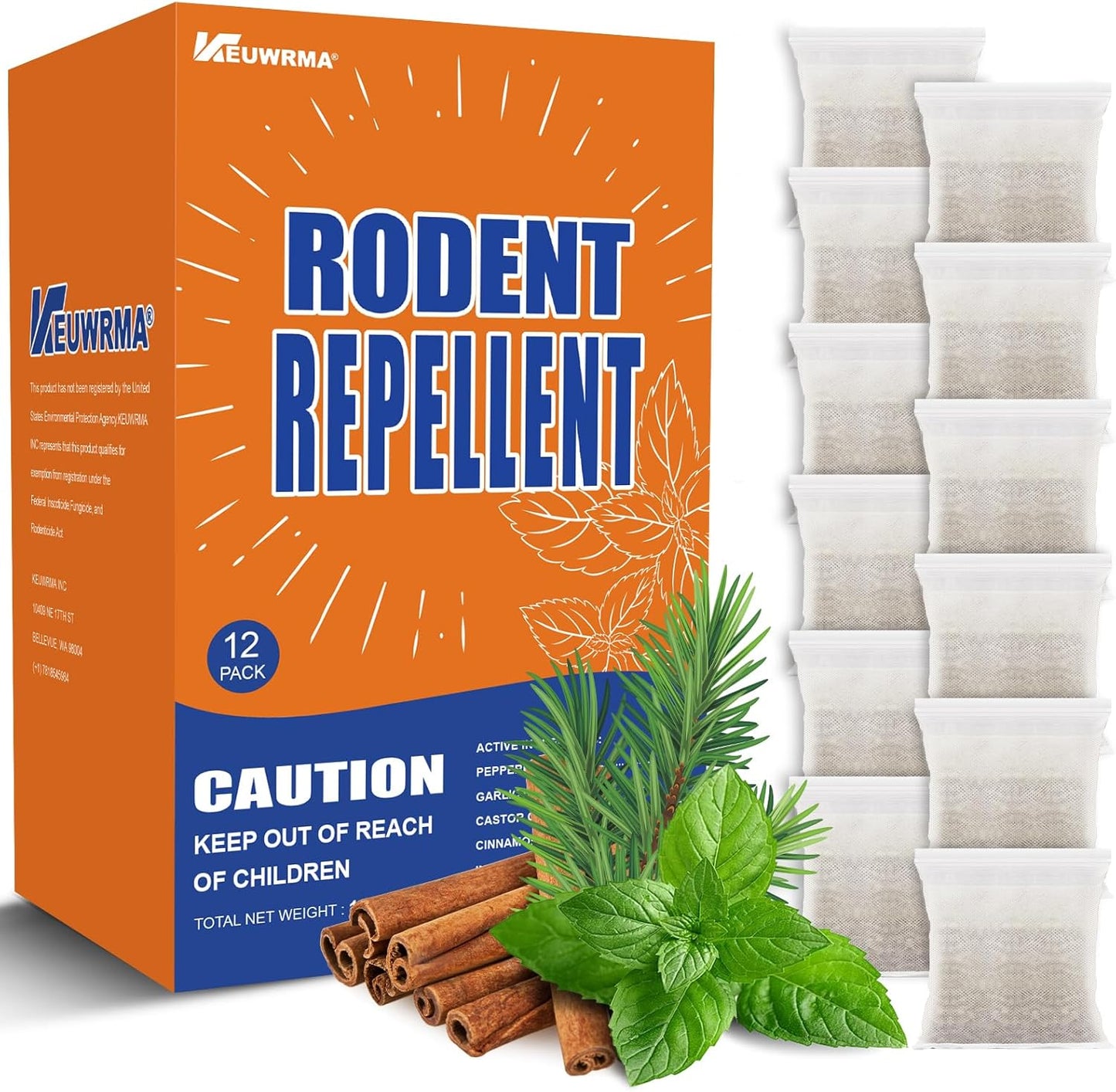 12-Pack Peppermint Rodent Repellent Pouches