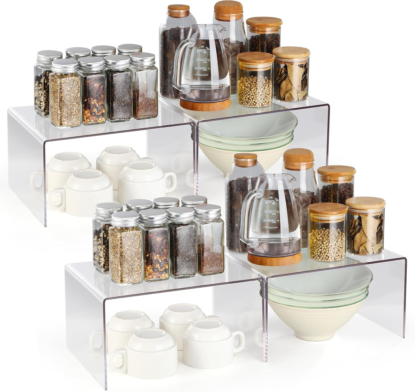 Acrylic Kitchen Cabinet Organizer Shelf for Spice and Plate Storage