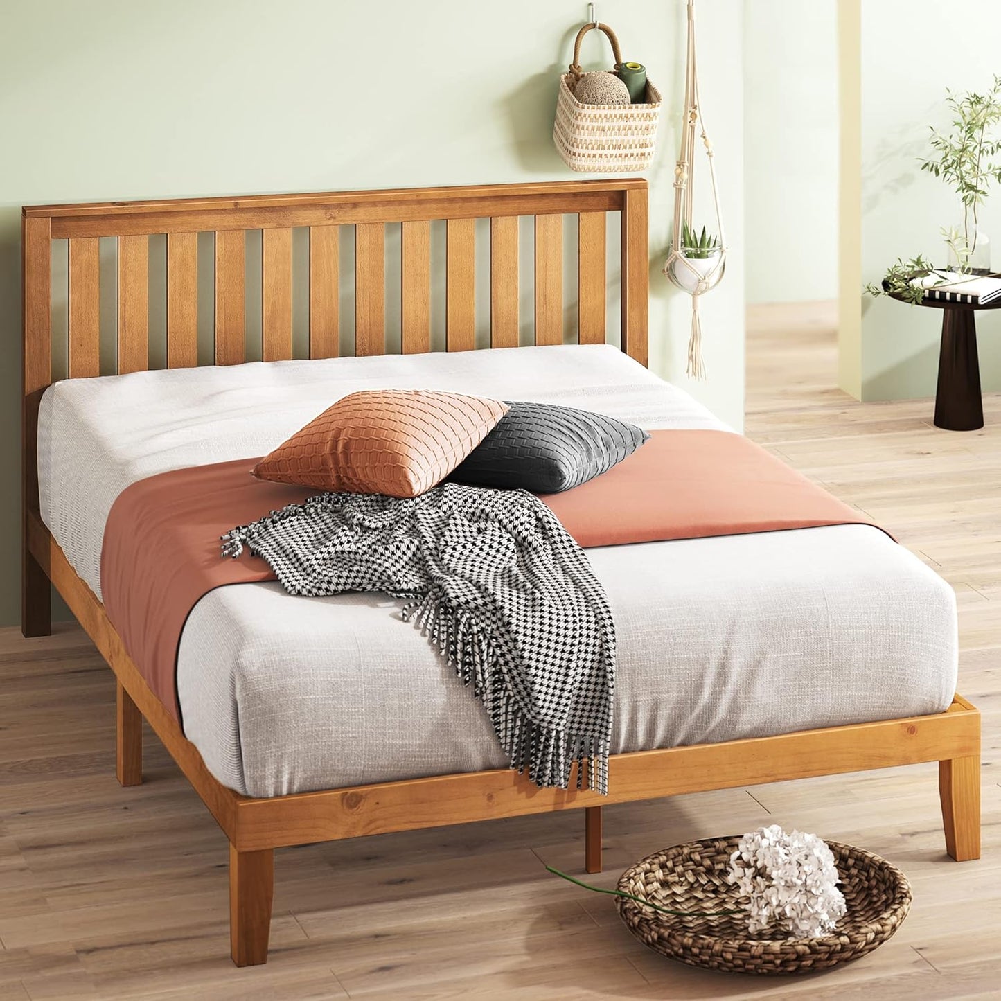 Zinus 12 Inch Solid Wood Platform Bed with Headboard for Comfort