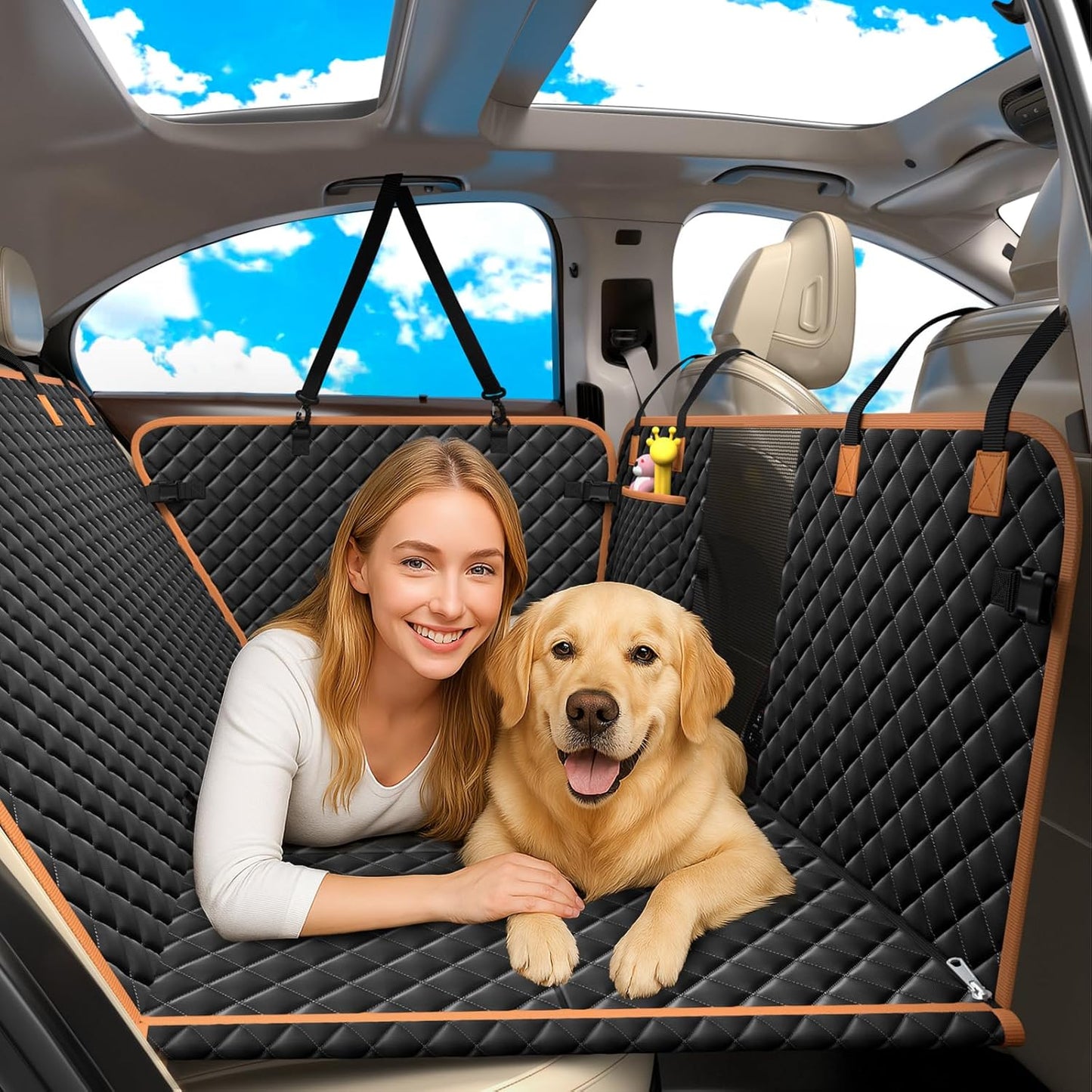 Dog Car Seat Cover for Back Seat with Extender for Dogs