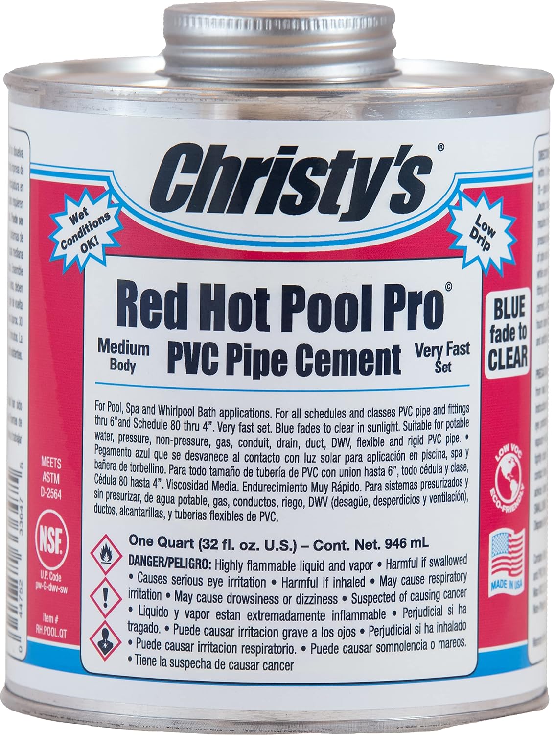 Christy's Red Hot Pool Pro PVC Cement for Fast Repairs