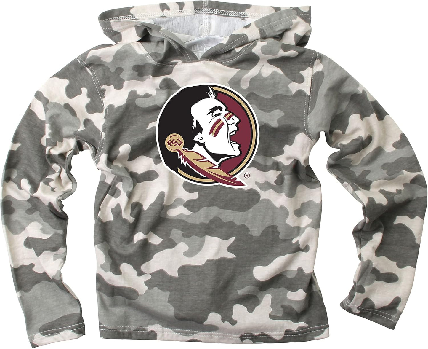 Wes and Willy Kids College Team Camo Long Sleeve Hooded T-Shirt