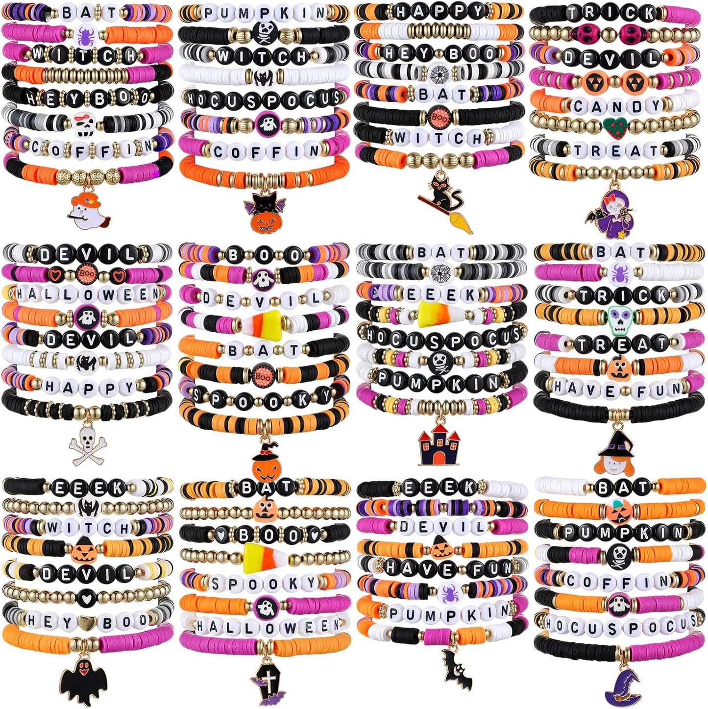 96 Pcs Halloween Bracelets Bulk Set for Spooky Celebrations