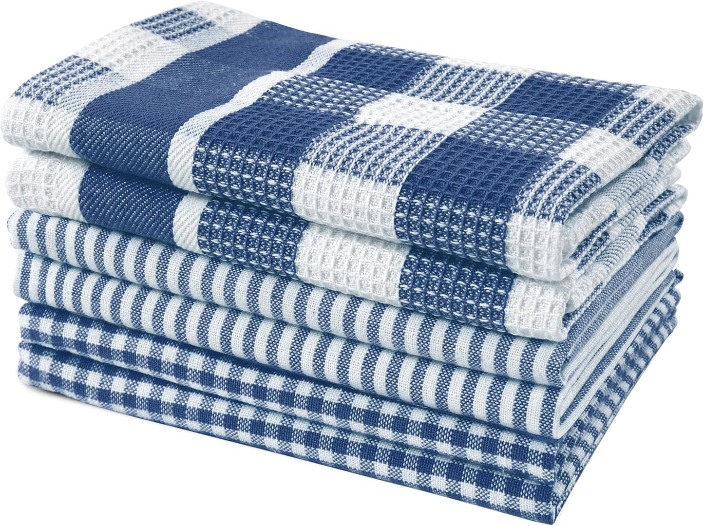 LUXE LANE LINEN 6-Pack Cotton Dish Cloths - Quick Dry, Ultra Soft Kitchen Towels