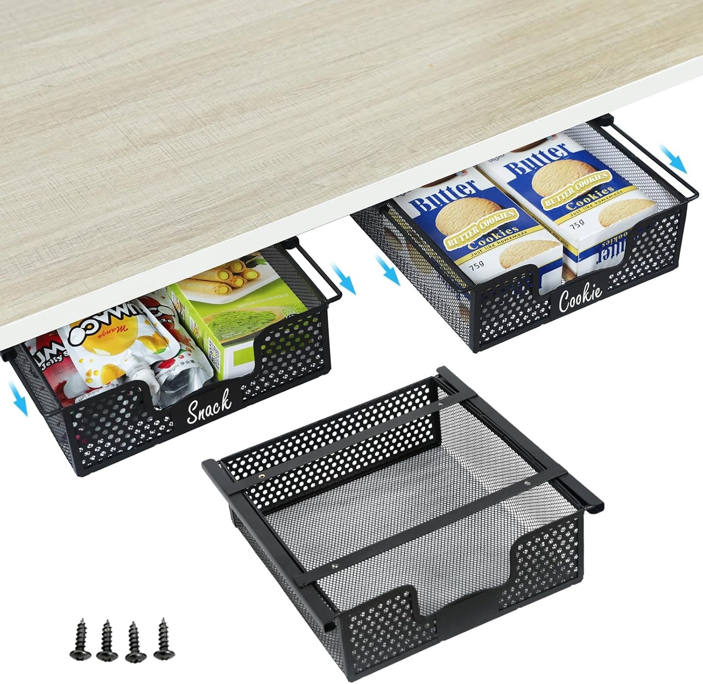 Hanging Pullout Drawer Organizer for Kitchen and Office Storage