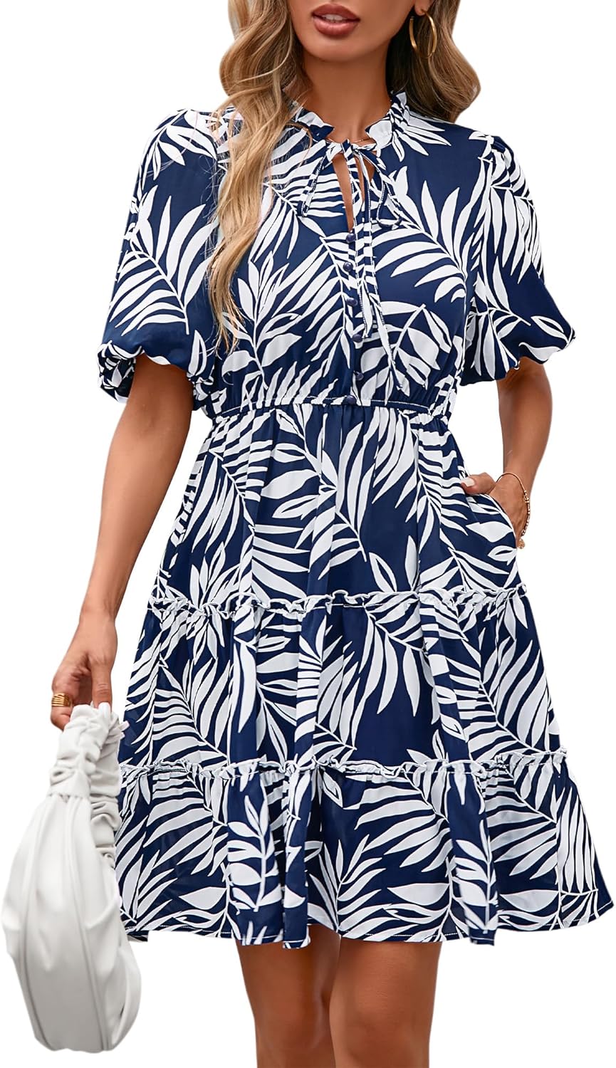 BTFBM Women Summer Floral Short Dresses for Casual Style