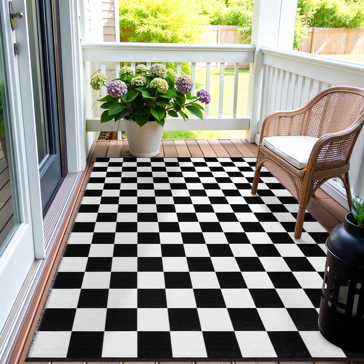 Seavish Checkered Rug - 5x6.5 Ft Moroccan Style Mat