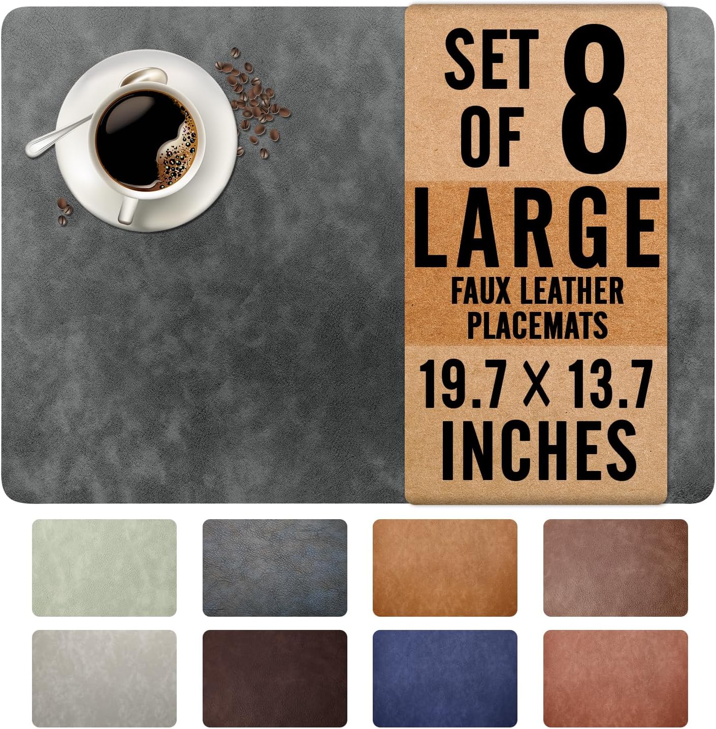 UnivoColors Faux Leather Placemats Set of 8 for Stylish Dining