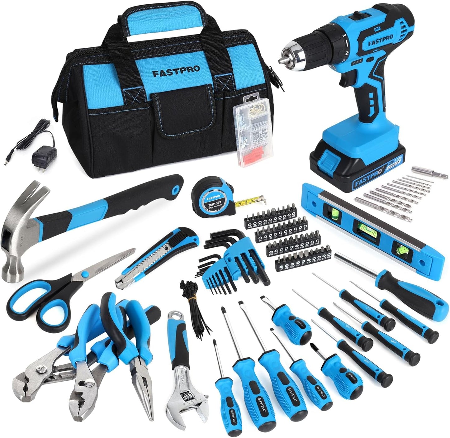 232-Piece Cordless Drill Driver & Home Tool Set for DIY Projects