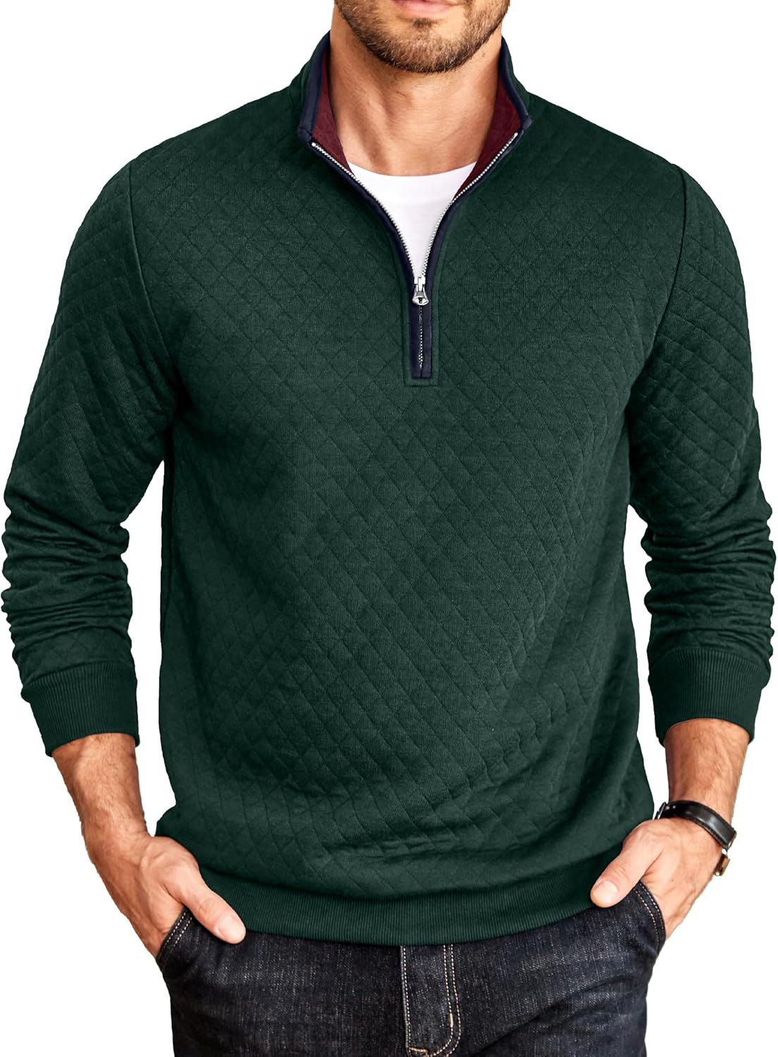 COOFANDY Mens Quarter Zip Pullover for Stylish Casual Wear
