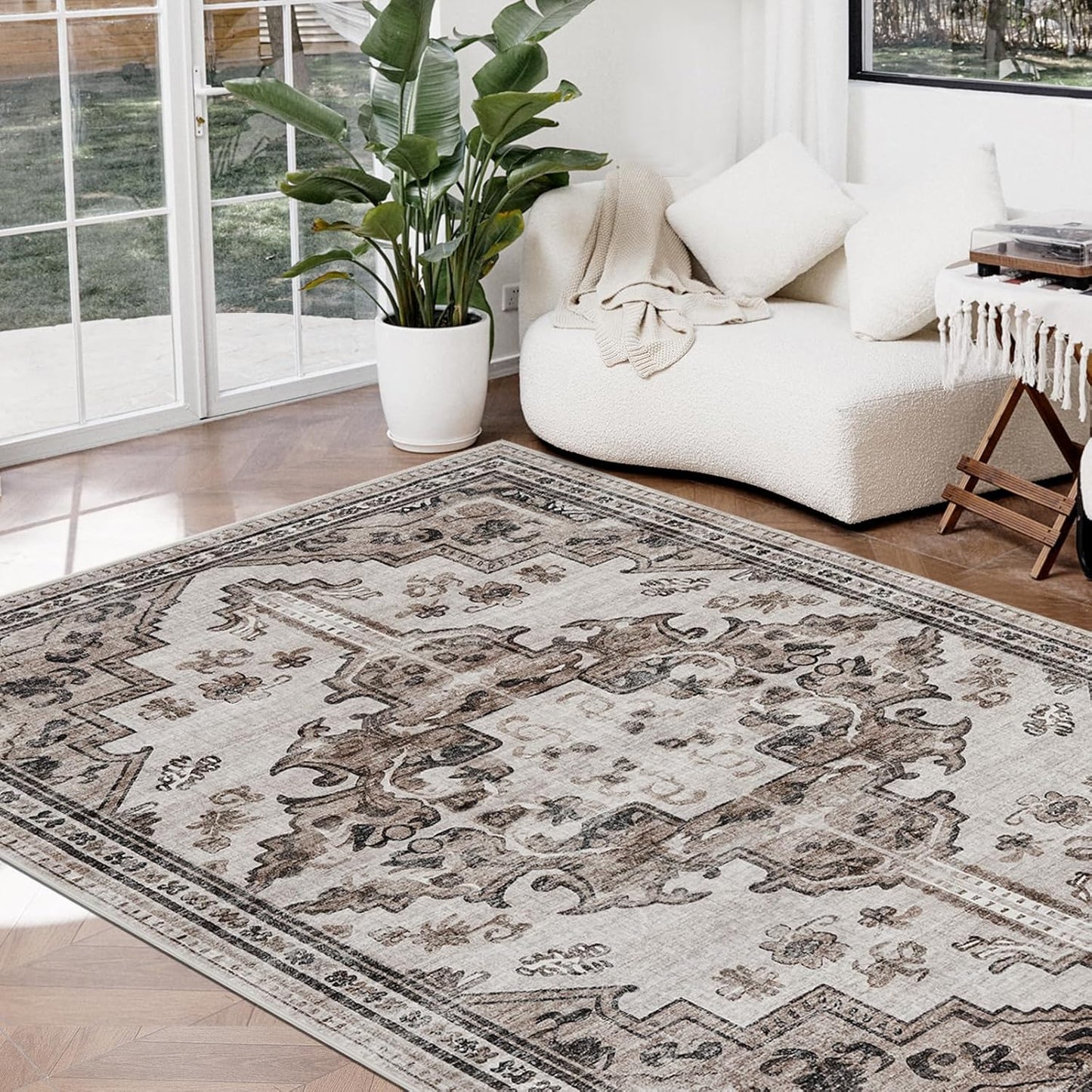 Joydeco 5x7 Area Rugs for Living Room, Vintage Chenille Carpet