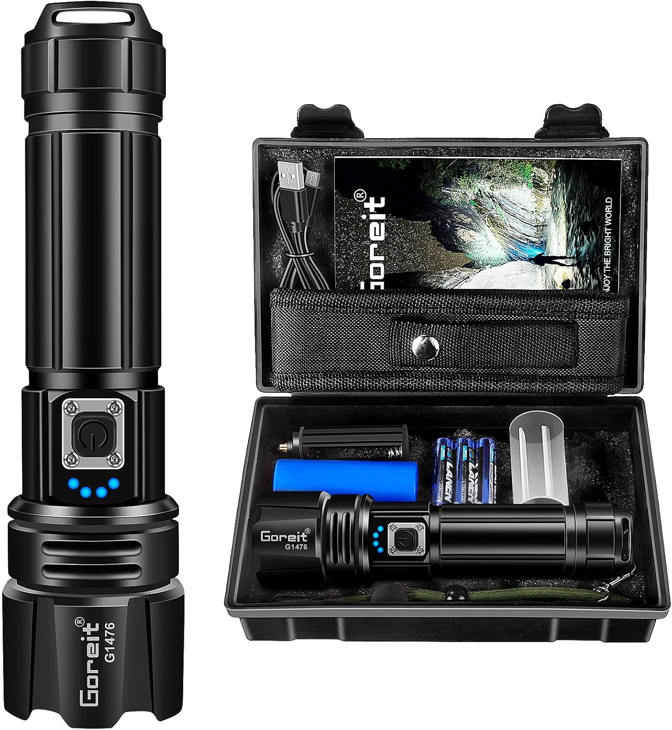 Goreit 990,000 Lumen Rechargeable Flashlight
