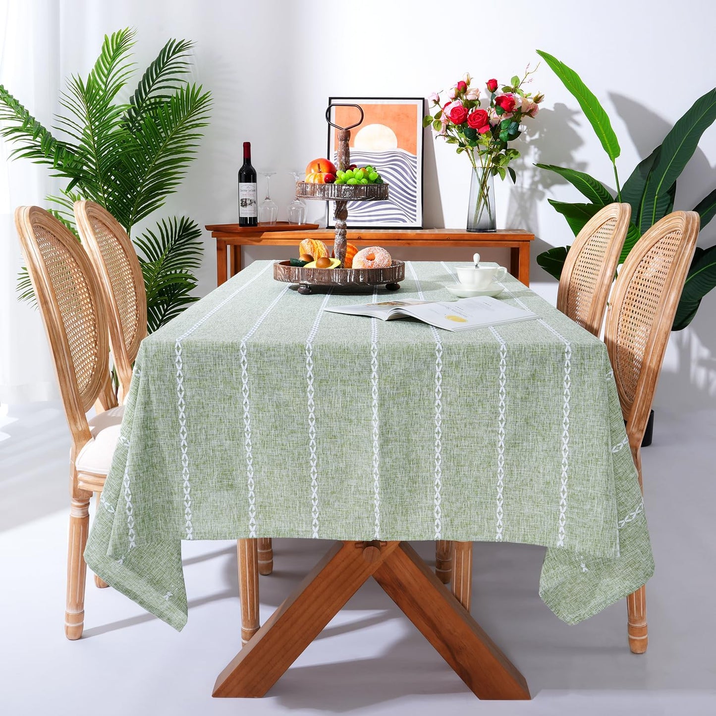 Farmhouse Style Linen Tablecloths for 8 Foot Rectangle Tables