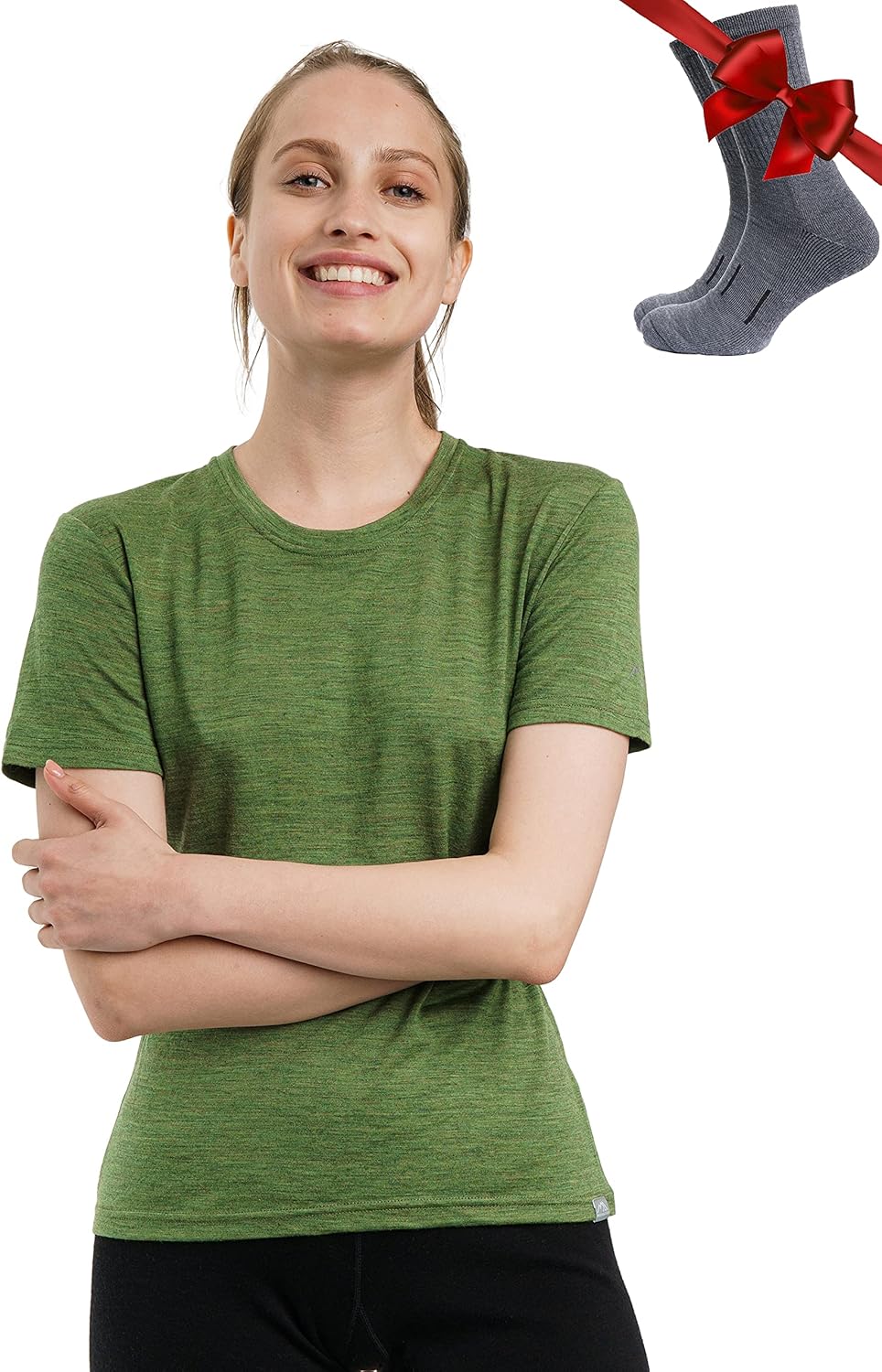 Merino Wool T Shirt Women - Soft Moisture-Wicking Tee & Socks