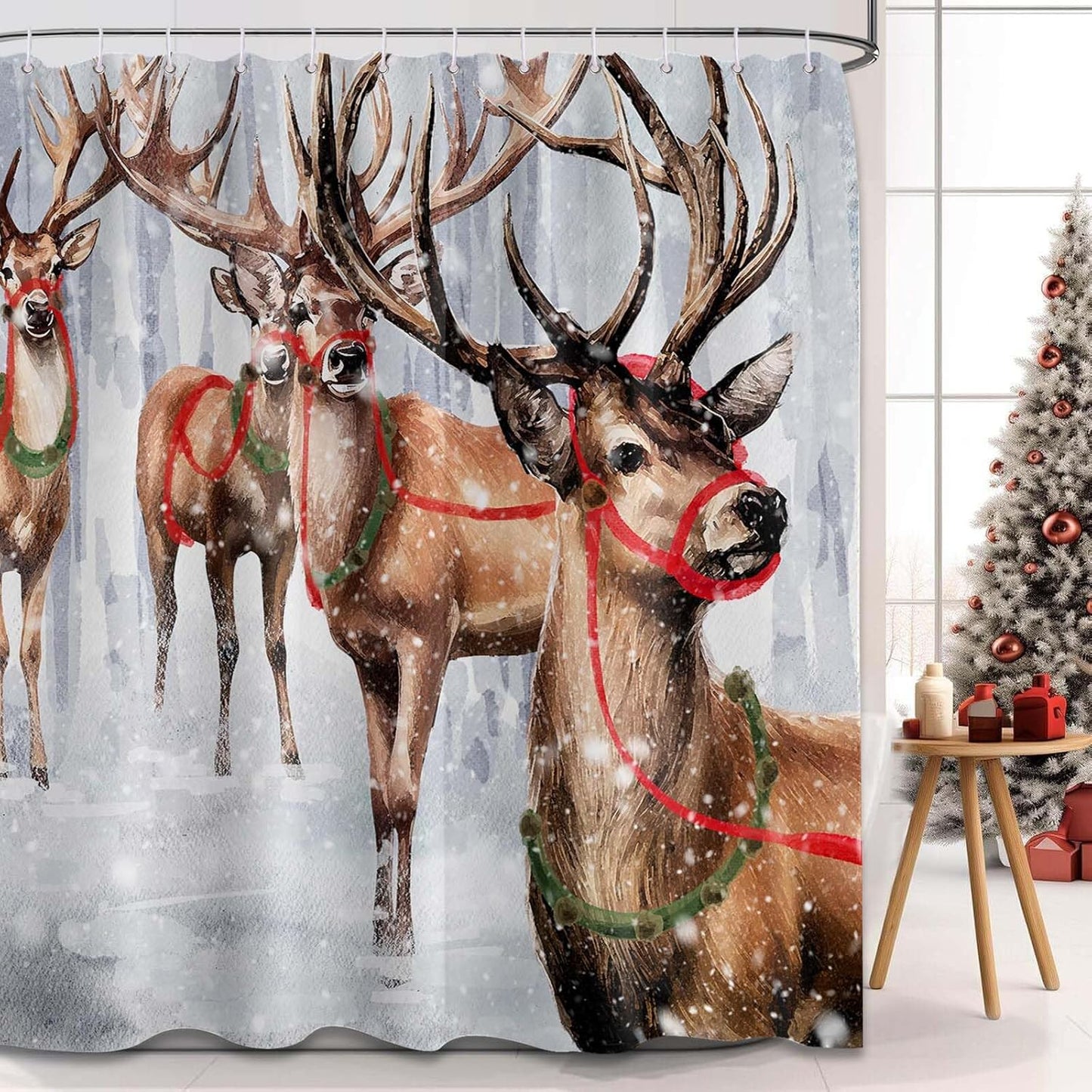 Winter Wonderland Elk Shower Curtain Set