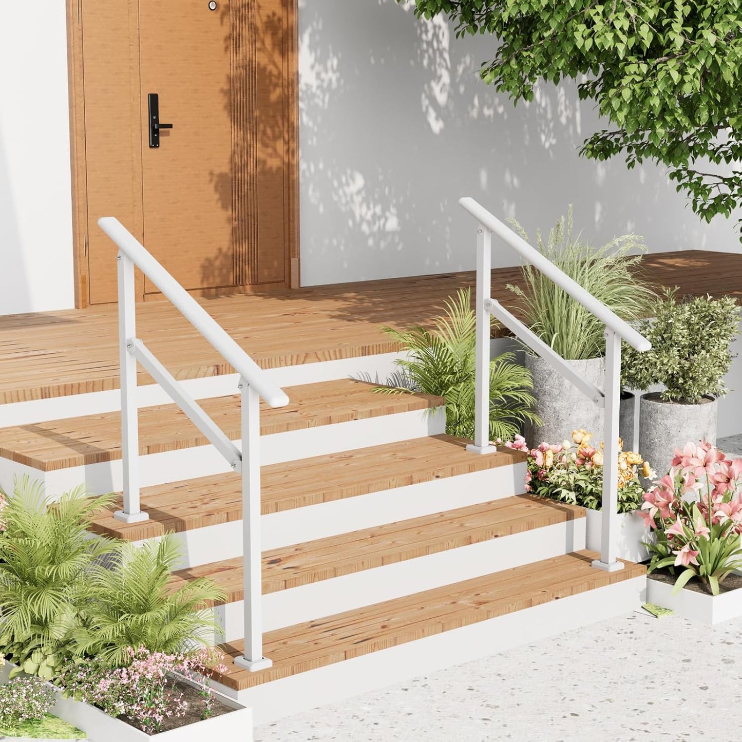2 Pack Hand Rails for Outdoor Steps - Adjustable Safety Railing
