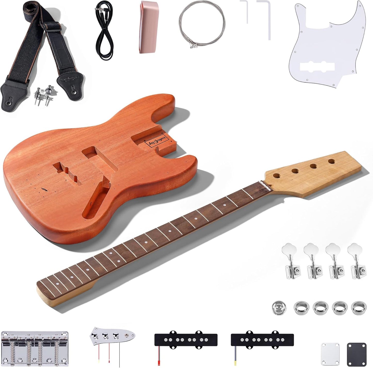 DIY Electric Bass Guitar Kit with Mahogany Body and Maple Neck