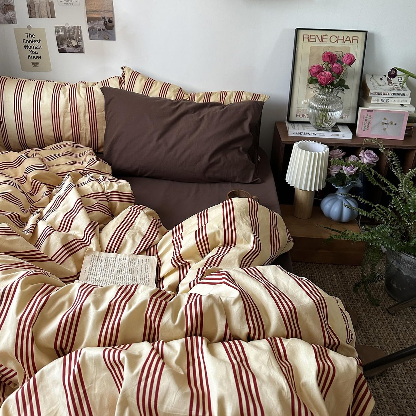 mixinni Retro Striped Duvet Cover Set for Twin XL Size Bedding