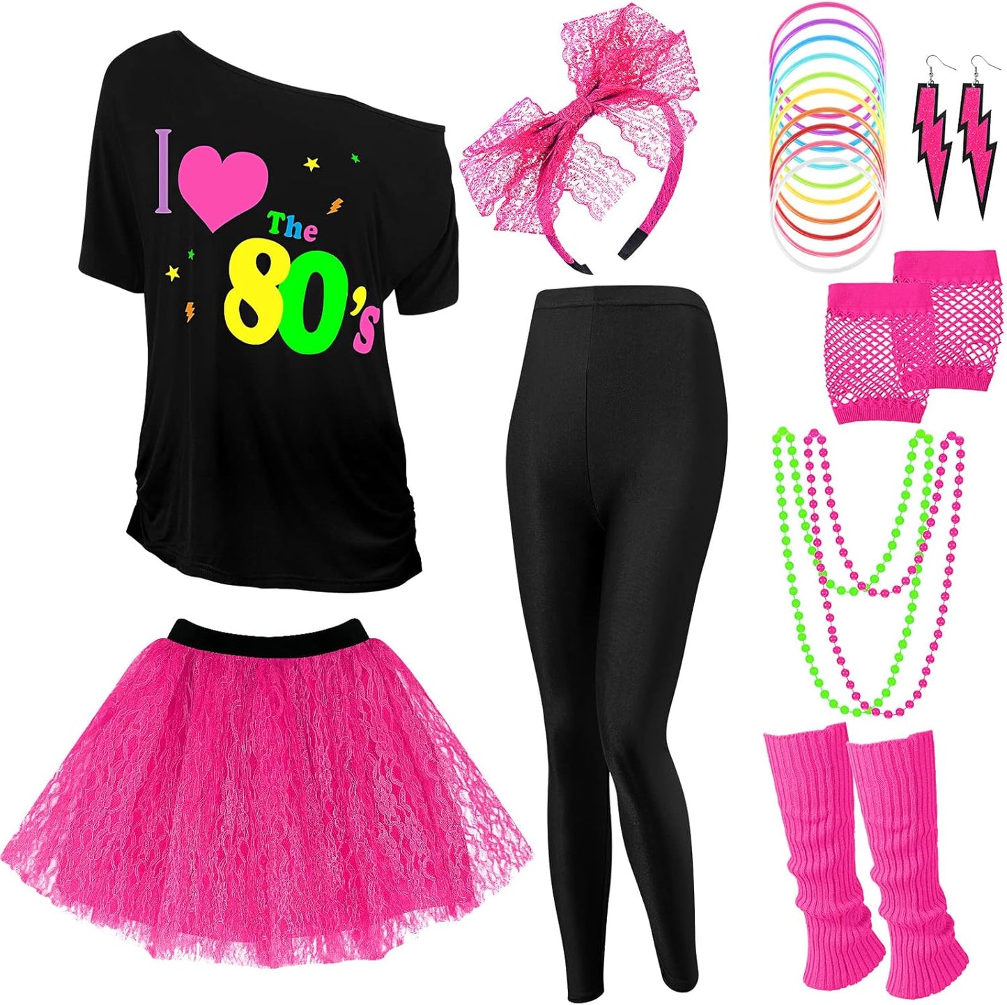 Vabean 19 Pcs 80s Costume Set for Women - Retro Fun Awaits
