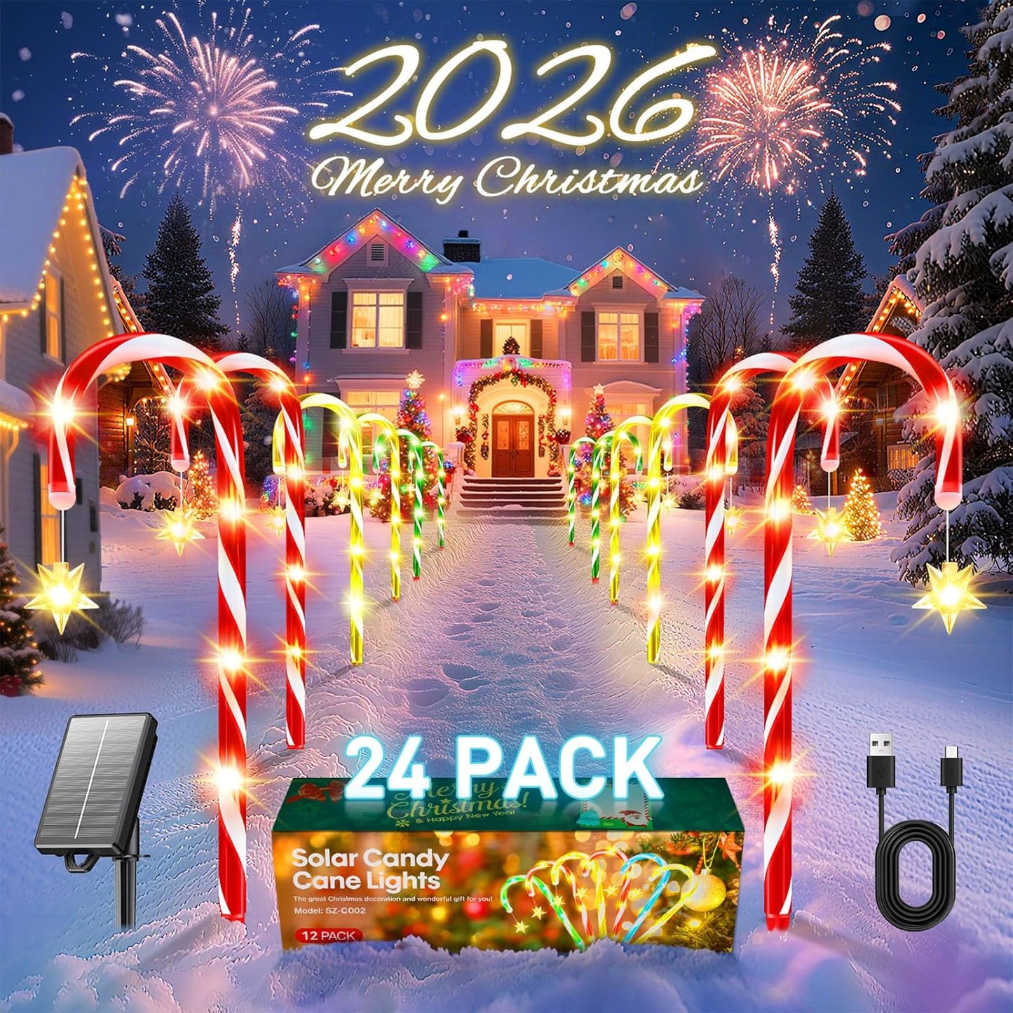 2025 Upgraded Christmas Candy Cane Lights for Outdoor Decor