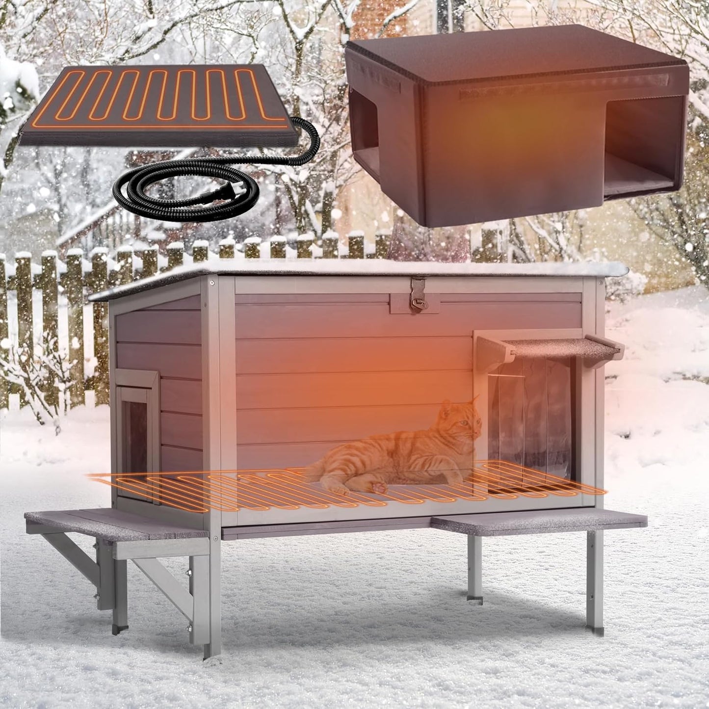 Heated Cat House for Outside with Insulated Design and Durability