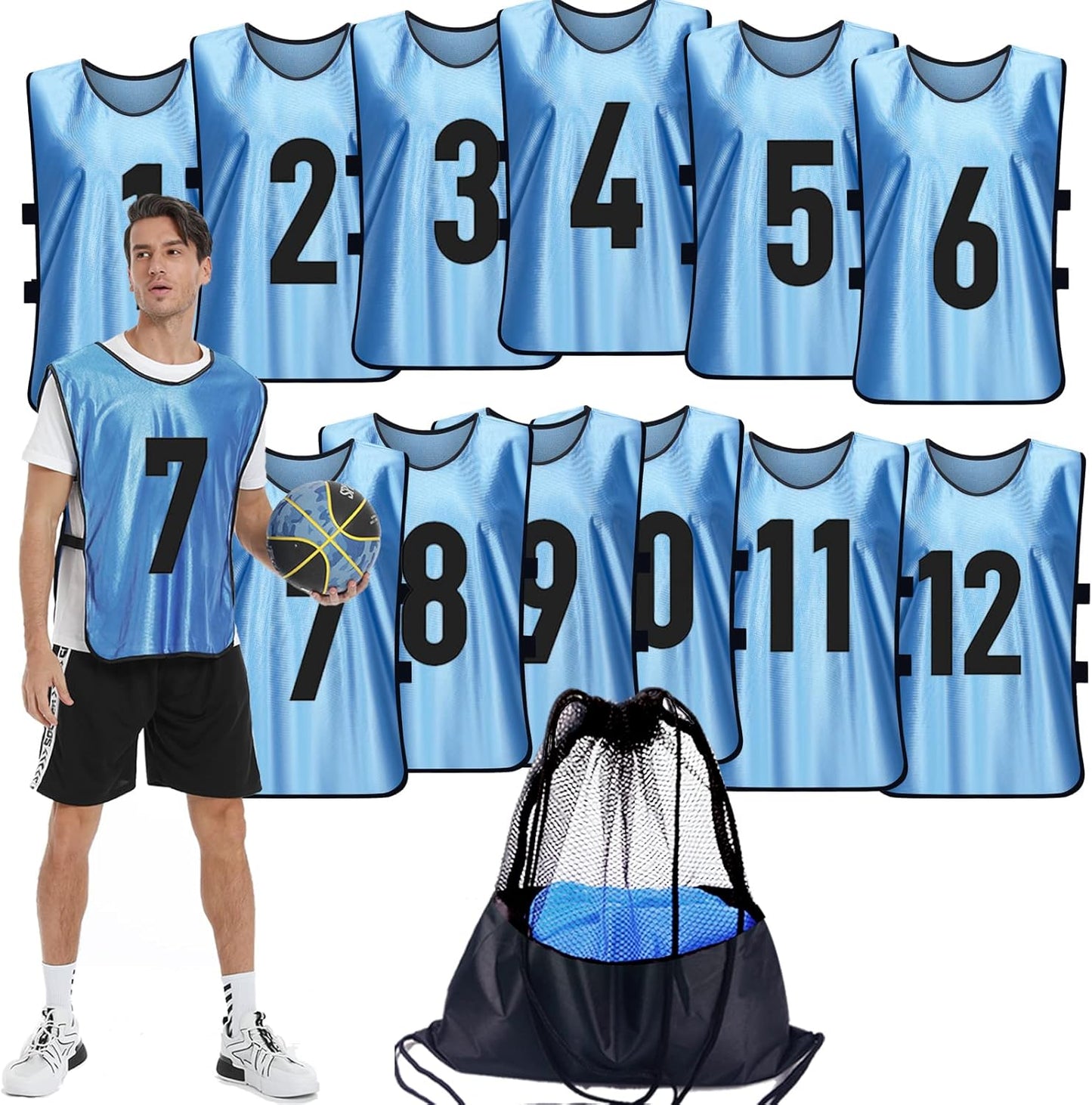 Scrimmage Training Vest Set of 12 Pinnies for Team Sports
