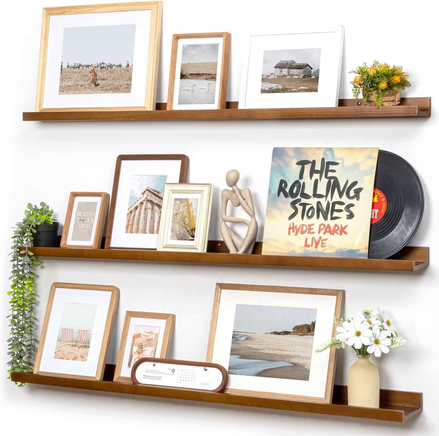 Picture Ledge Wall Shelves Set of 3 for Home Decor and Storage