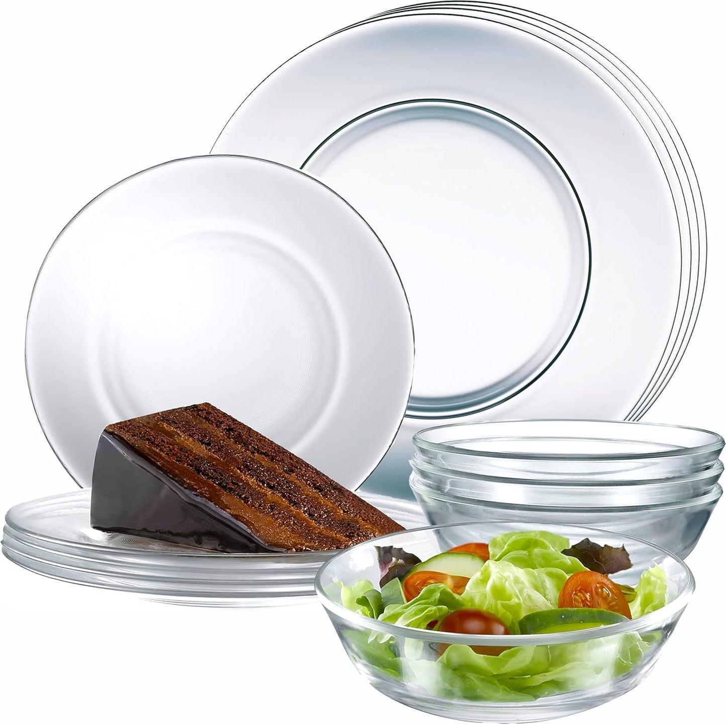 12pc Glass Dinnerware Set - Elegant Clear Plates & Bowls
