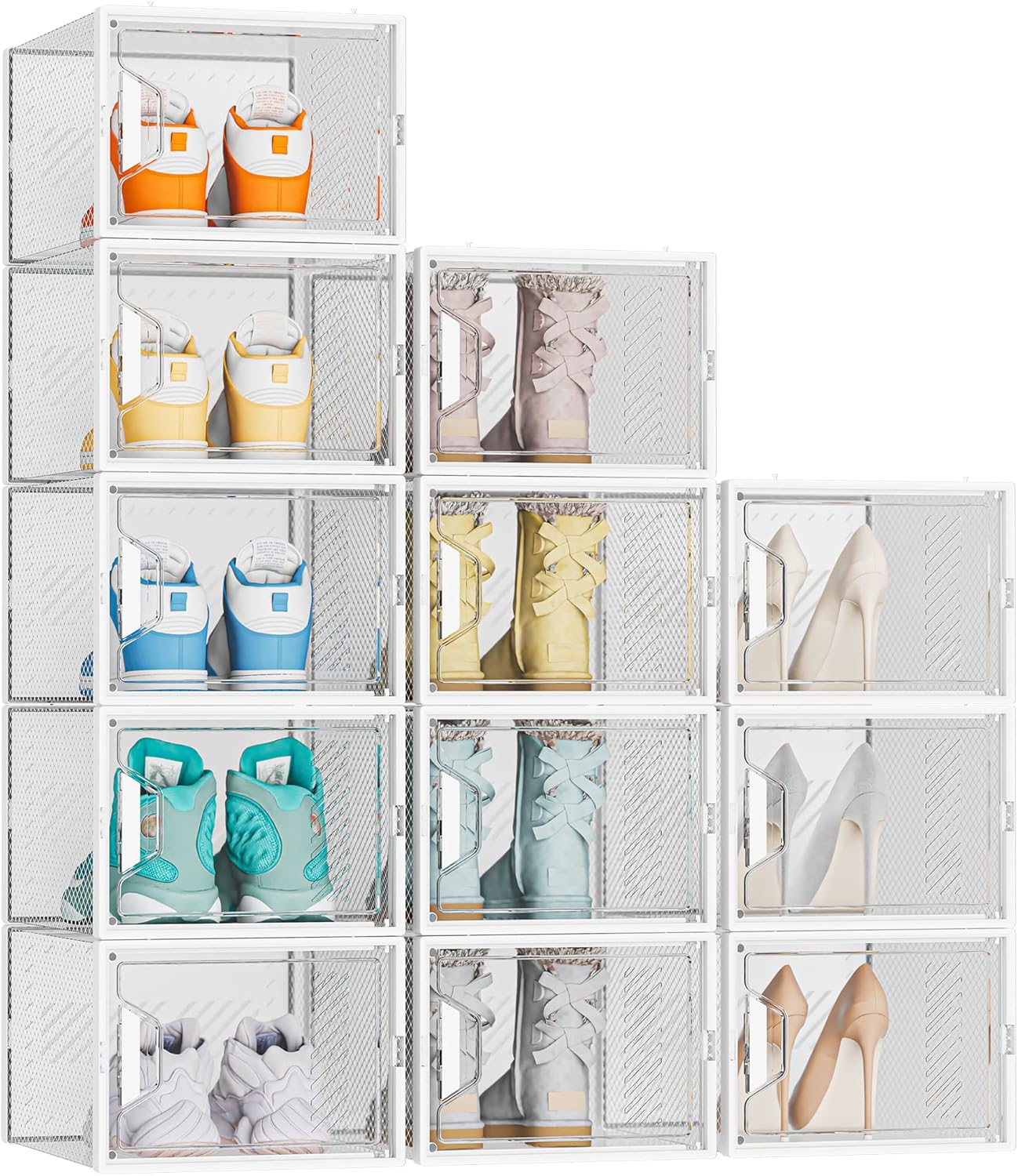 Shoe Organizer for Closet - 12 Pack Stackable Storage Boxes