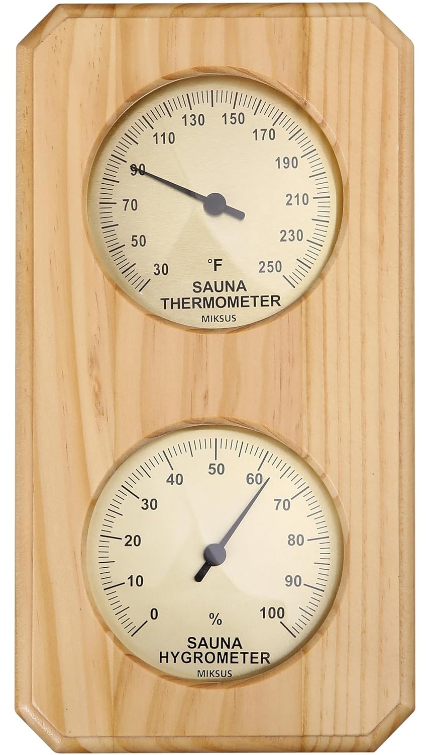 10 inches Premium Wood Thermometer-Hygrometer for Sauna Use