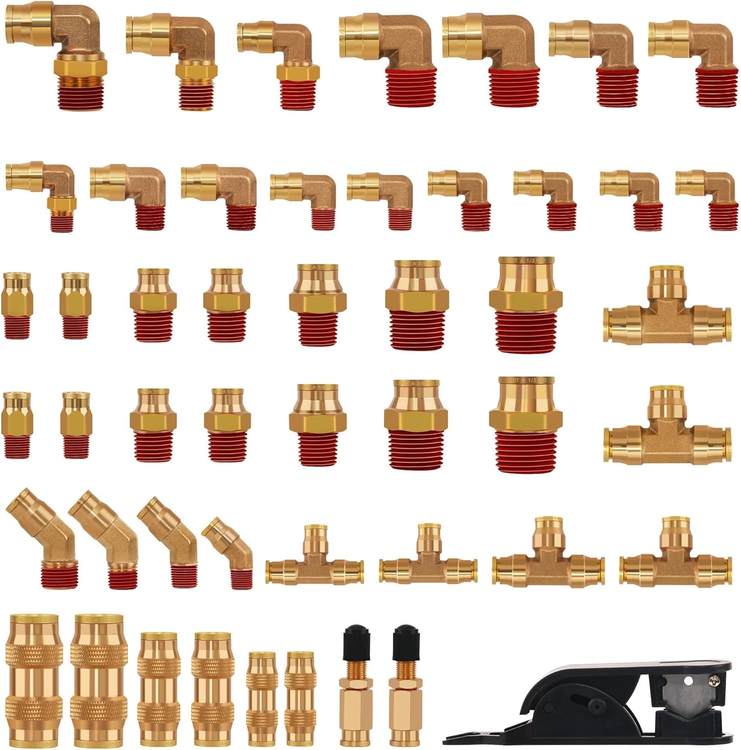 49 Pcs Brass DOT Air Line Fittings Assortment for Quick Connect