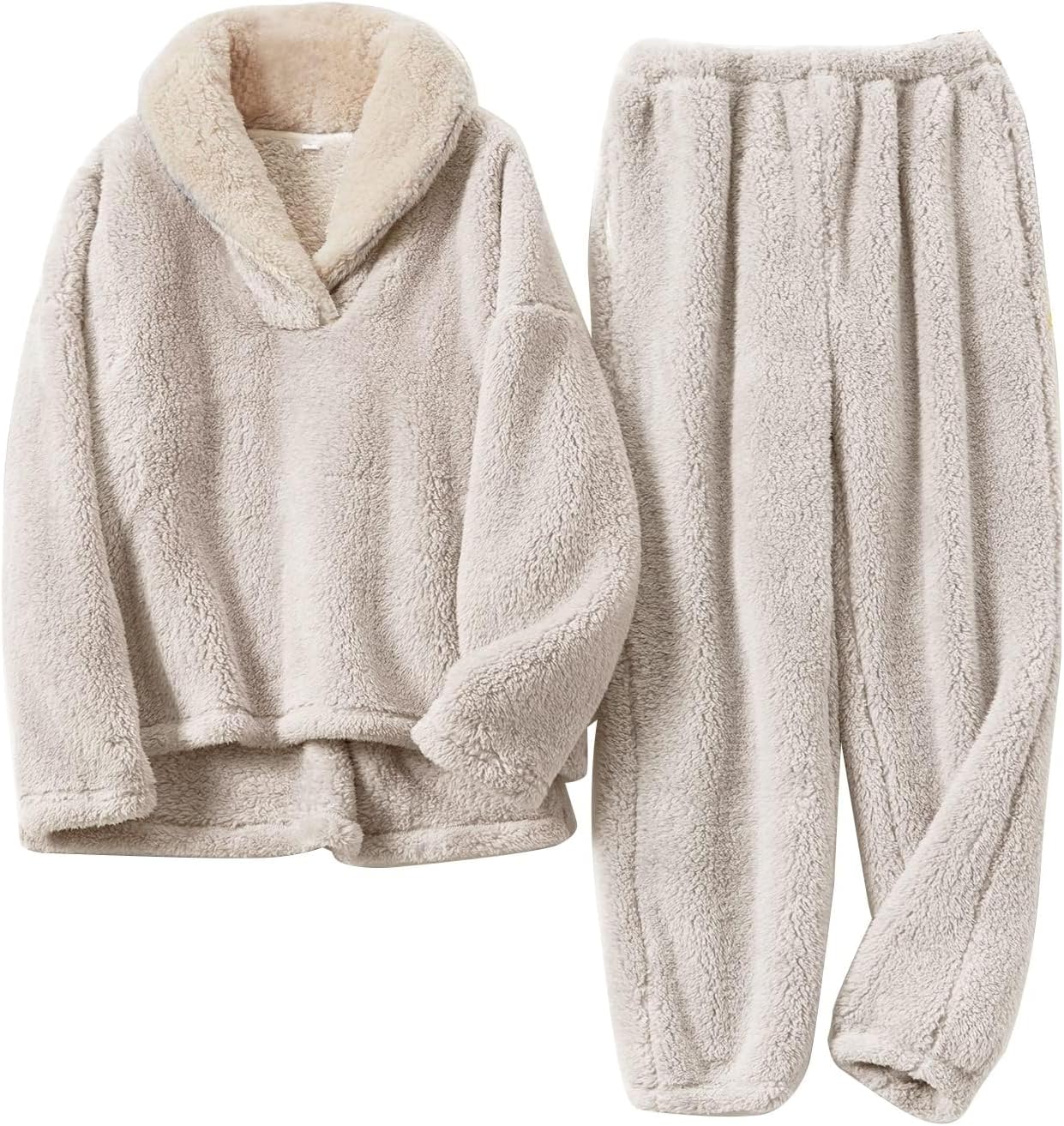 Fluffy Pajama Set for Women - Cozy Fleece Winter Sleepwear