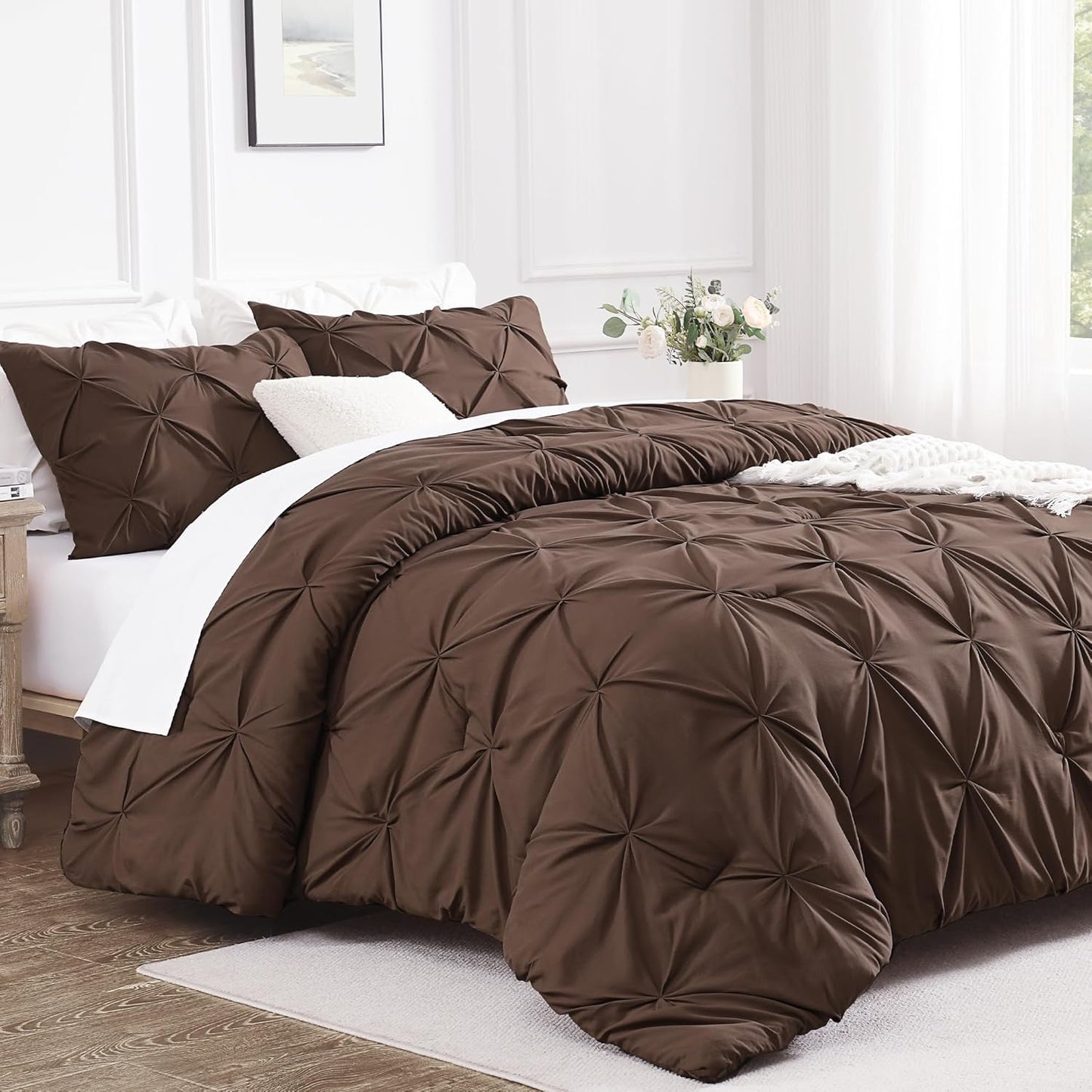 Andency Brown Queen Comforter Set Soft Microfiber Cozy 3P