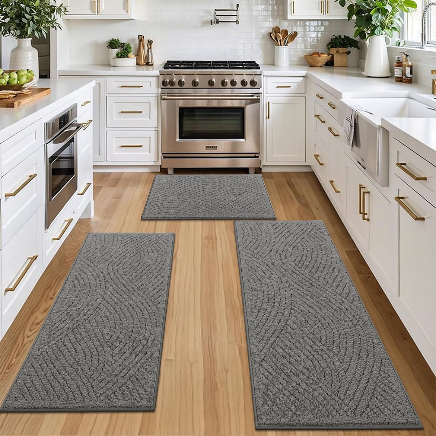 SHACOS Kitchen Rugs Set of 3 Non Slip Washable Floor Mats