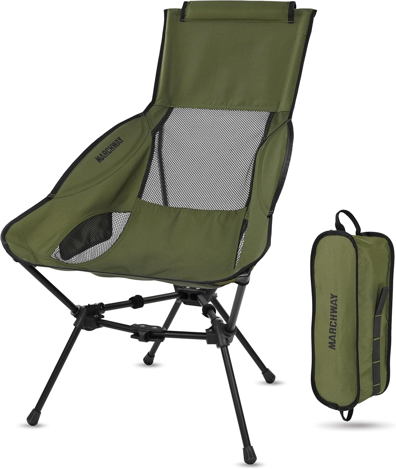 MARCHWAY Lightweight Folding High Back Camping Chair for Comfort