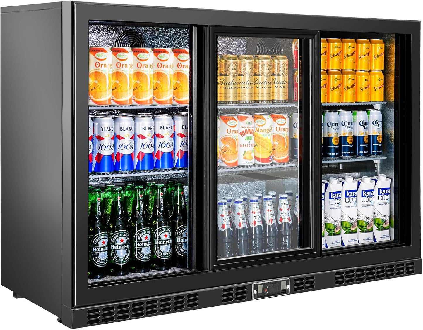 Back Bar Cooler with 3 Sliding Glass Doors for Drinks Storage
