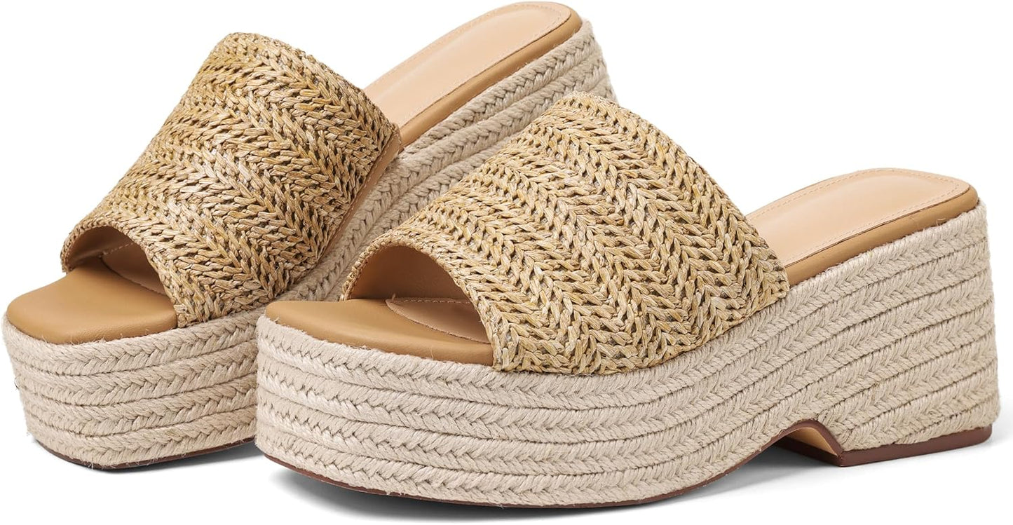 Platform Slip on Espadrille Sandals for Women Summer Wedges