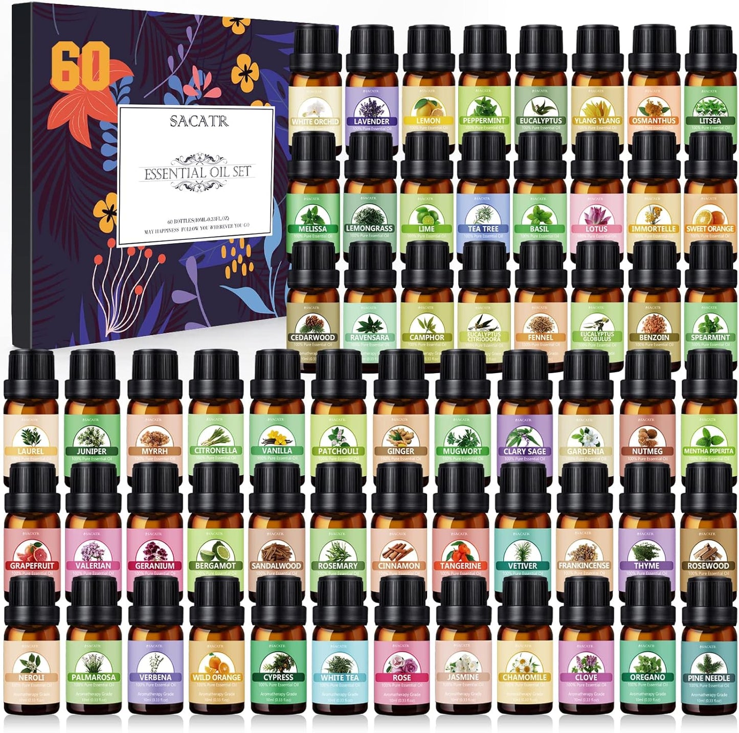 Essential Oil Set for Diffuser, Massage, Soap, and More