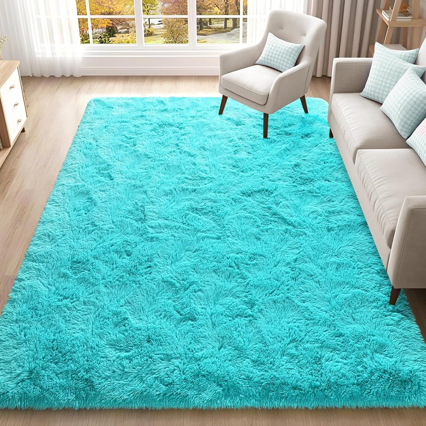 ISEAU 5x8 Area Rug: Soft Shaggy Carpet for Living Room & More
