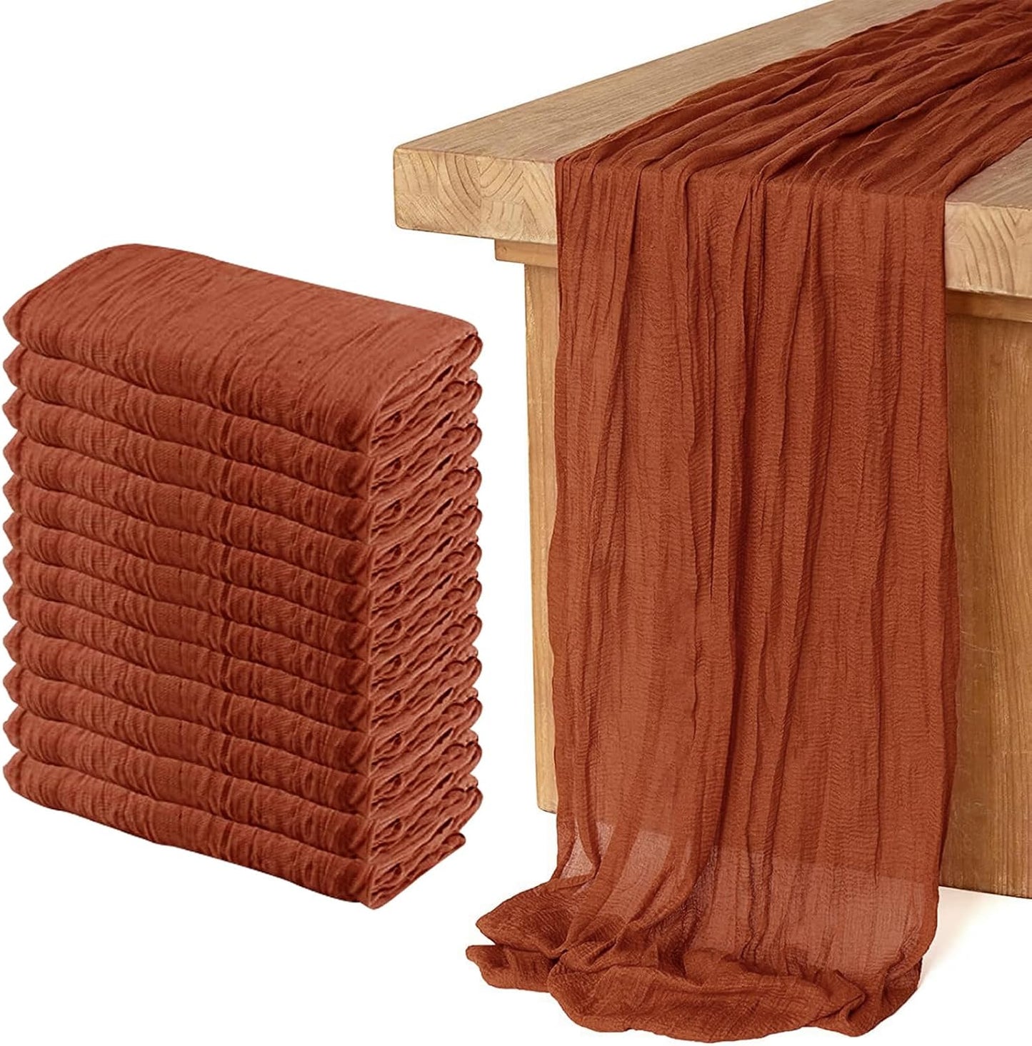 12 Pack Cheesecloth Table Runner for Boho Wedding Decor