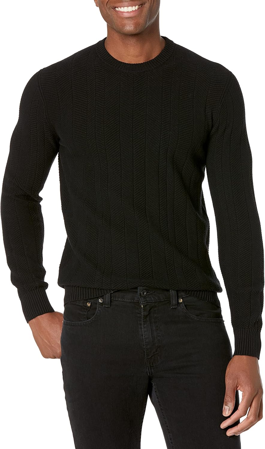 Men's 3D Chevron Stitch Pullover Sweater for Year-Round Wear