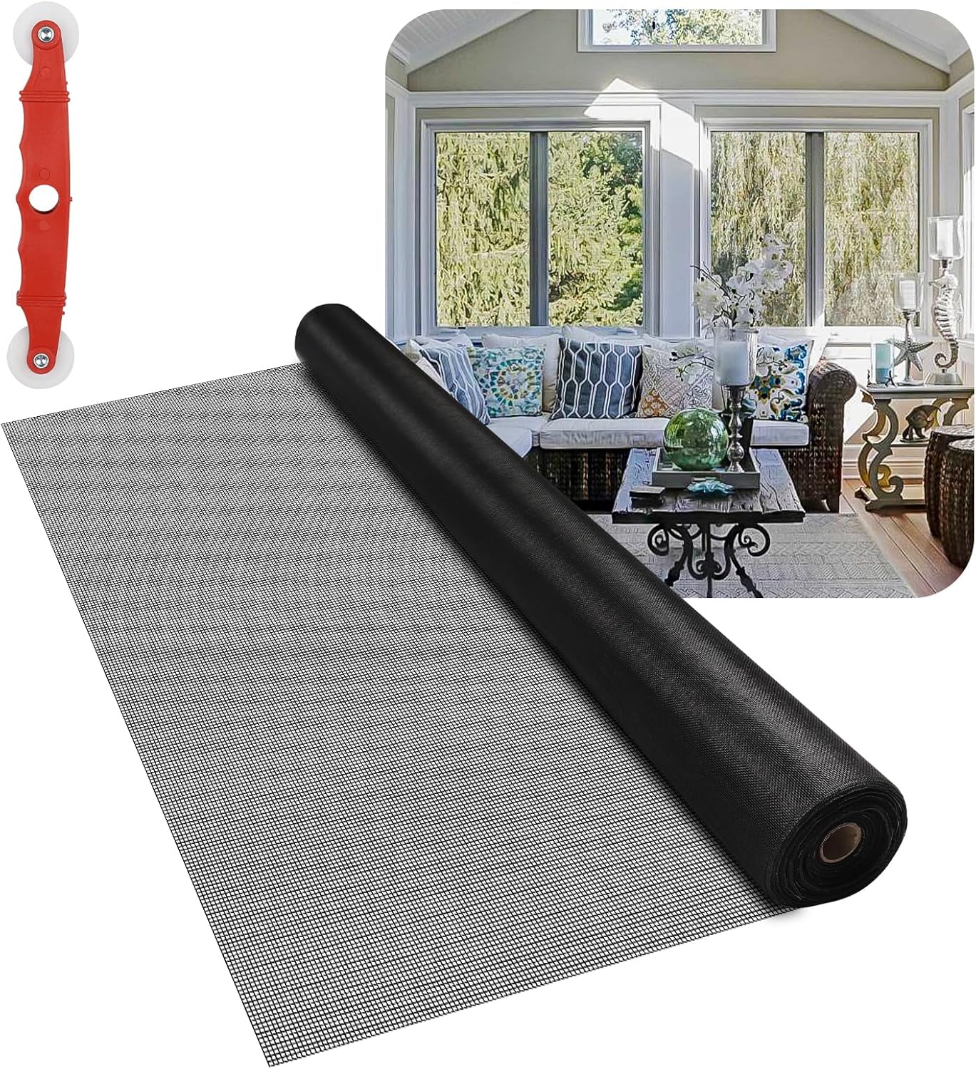 Fiberglass Window Screen Mesh Roll - Durable 36in x 100ft Option