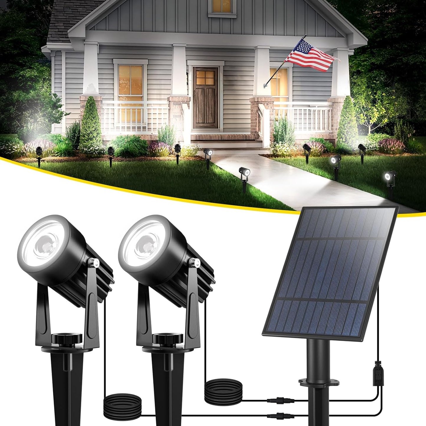 T-SUN 2W Solar Spotlights for Outdoor Garden and Yard Use