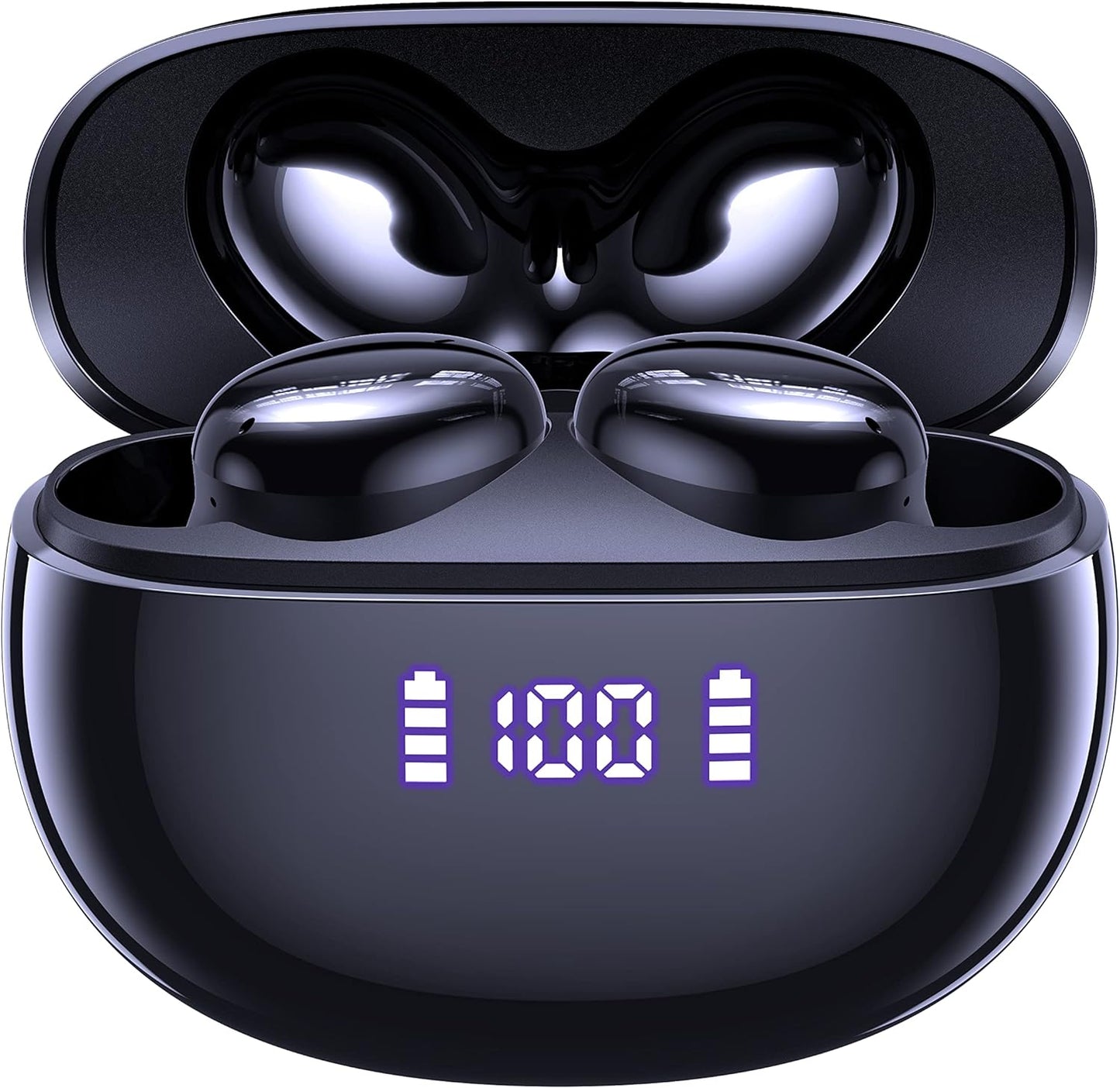 50Hrs Playtime Wireless Earbuds: CAPOXO Dual LED, IPX7 Waterproof, Mic