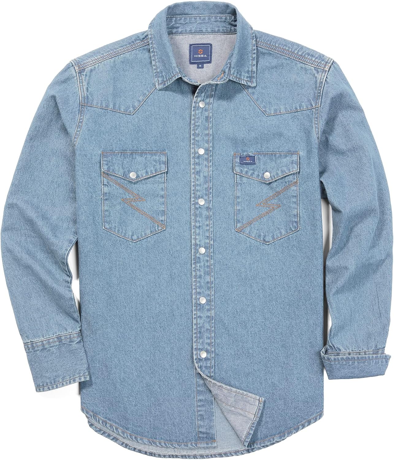HISEA Men's Denim Work Shirt for Comfort and Durability