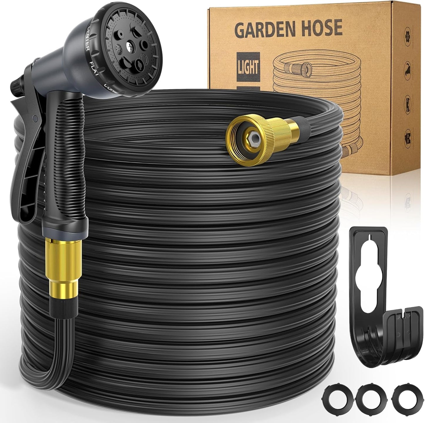 Expandable Garden Hose 100 ft with Versatile Spray Nozzle